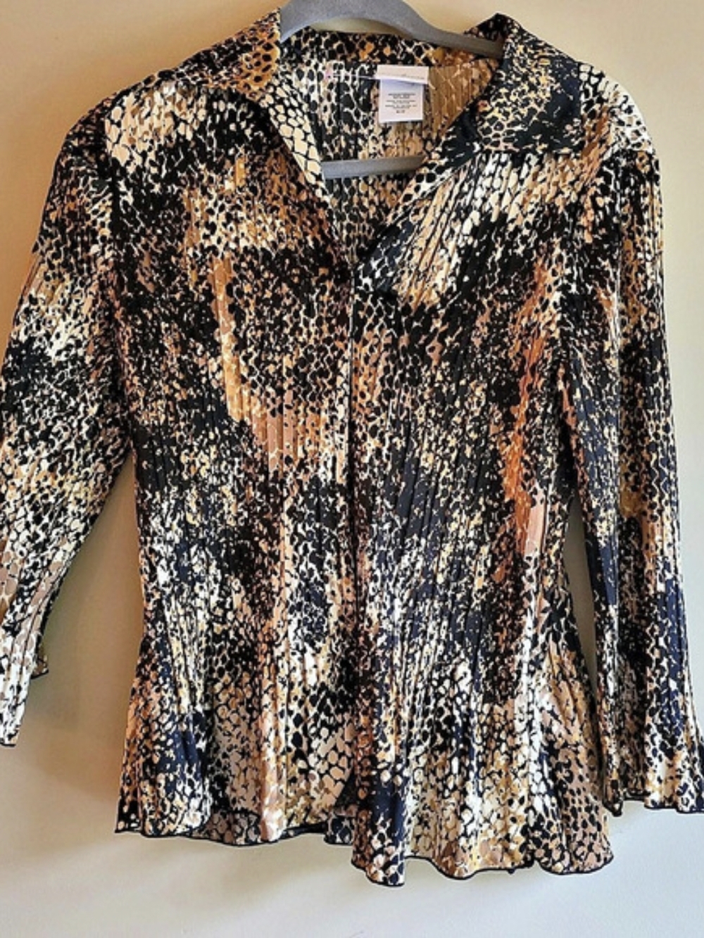 Jaclyn Smith Animal Print Blouse in Brown & Black Size Small